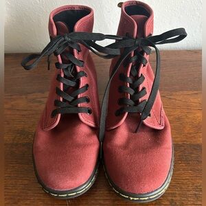 Dr. Martens Women's Burgundy Canvas Ankle Boots
